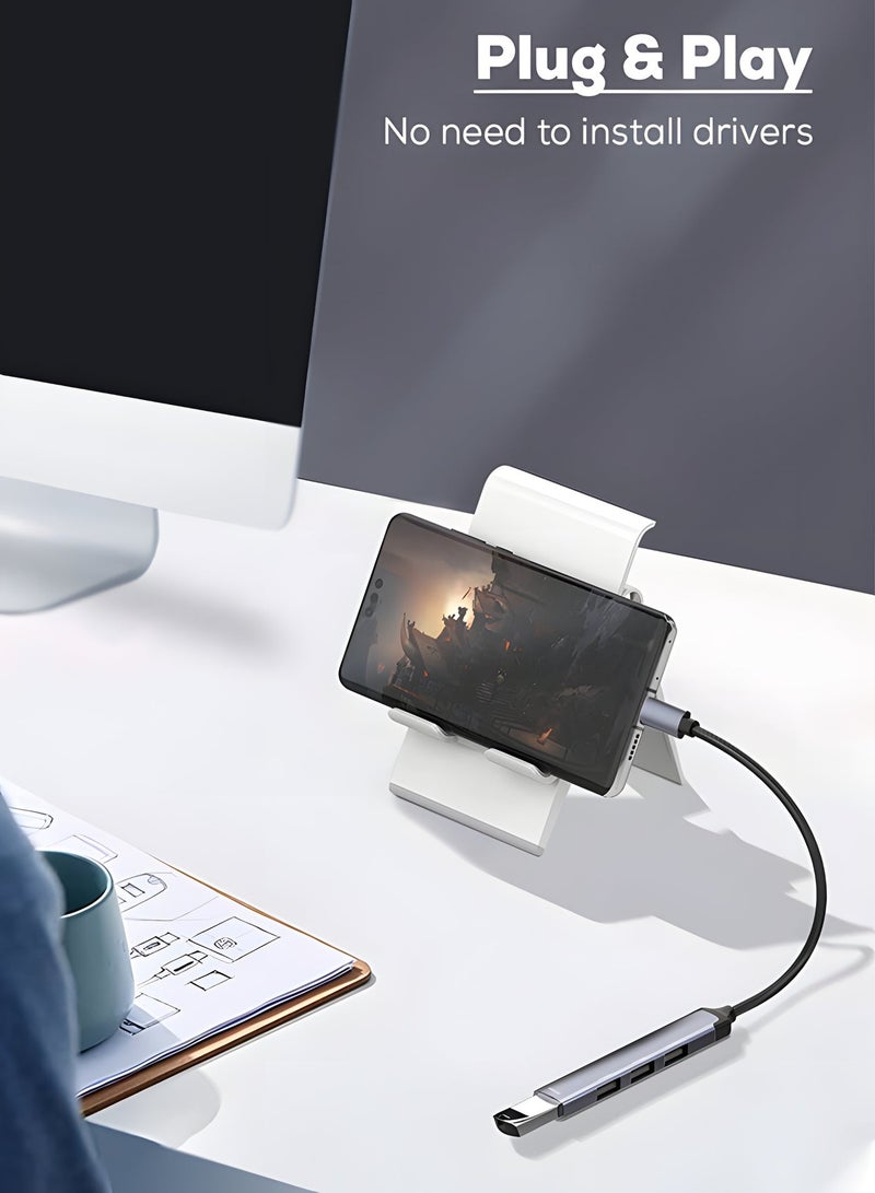 LDNIO DS-34U USB-C Hub 4 in 1 Adapter | USB Type-C to 4 USB Ports | USB 3.0 5Gbps Data Transfer | OTG USB Hub for Laptop, MacBook, Android - Image 5